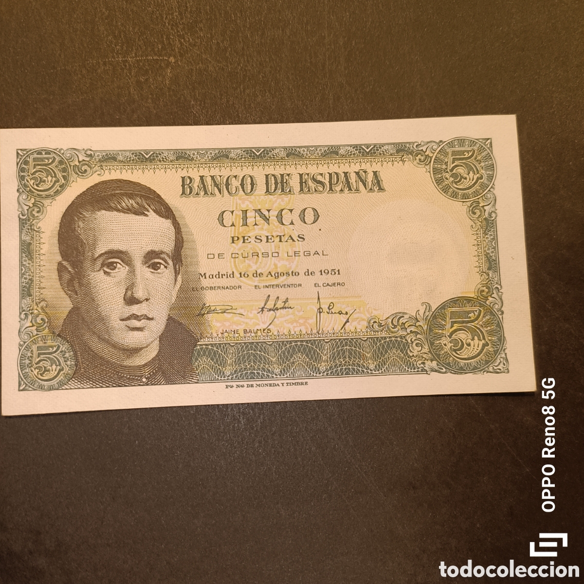 Monedas Franco: Billete 5 pesetas 1951