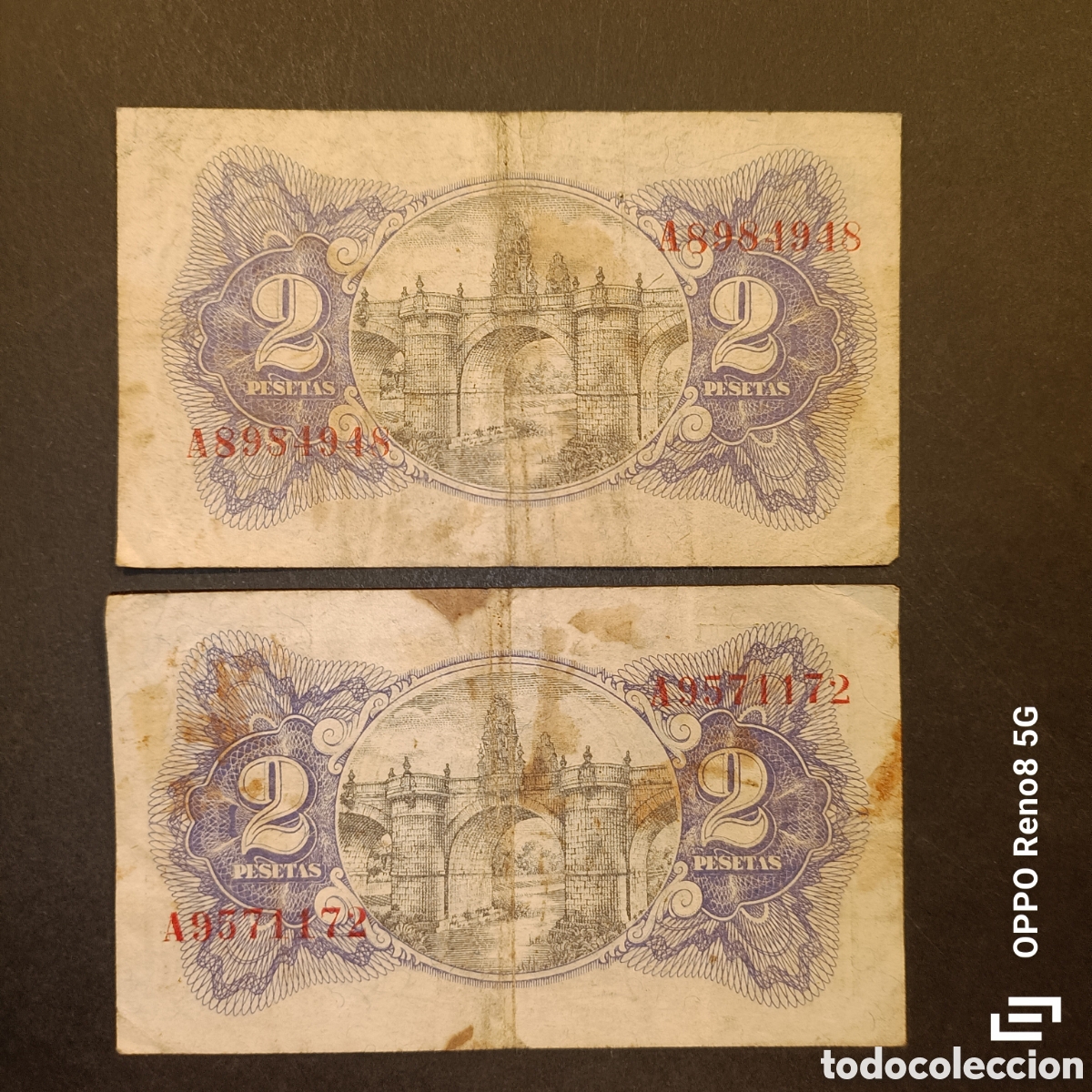Monedas Franco: Billetes 2 pesetas 1938 - Foto 2