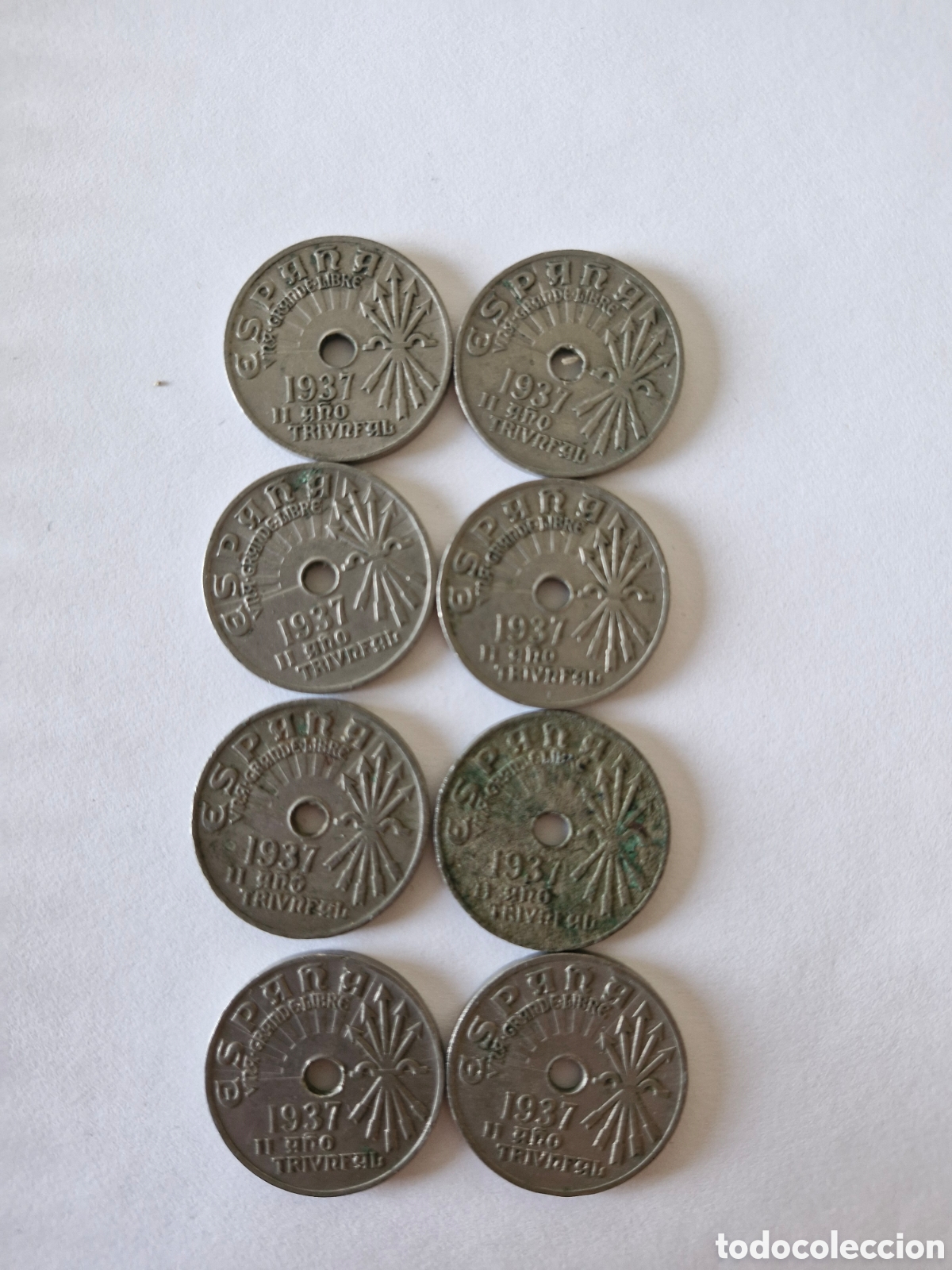 Monedas Franco: Lote de 8 Monedas de 25 C&eacute;ntimos 1937 (Guerra Civil - Ceca de Viena)