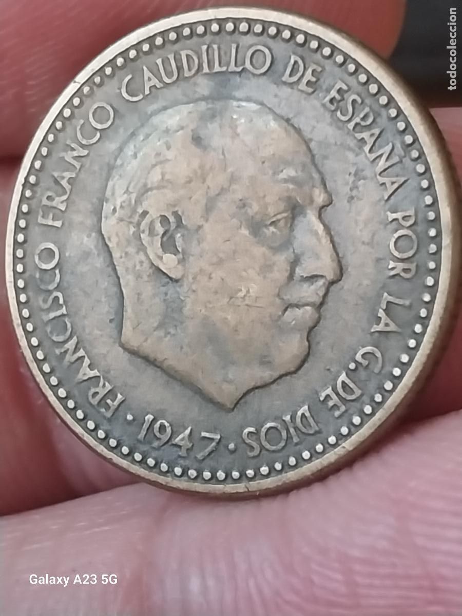 Monedas Franco: 1947 PESETA PTA ESTRELLAS ILEGIBLES MONEDA ESTADO ESPA&Ntilde;OL ORIGINAL CIRCULADA --+**
