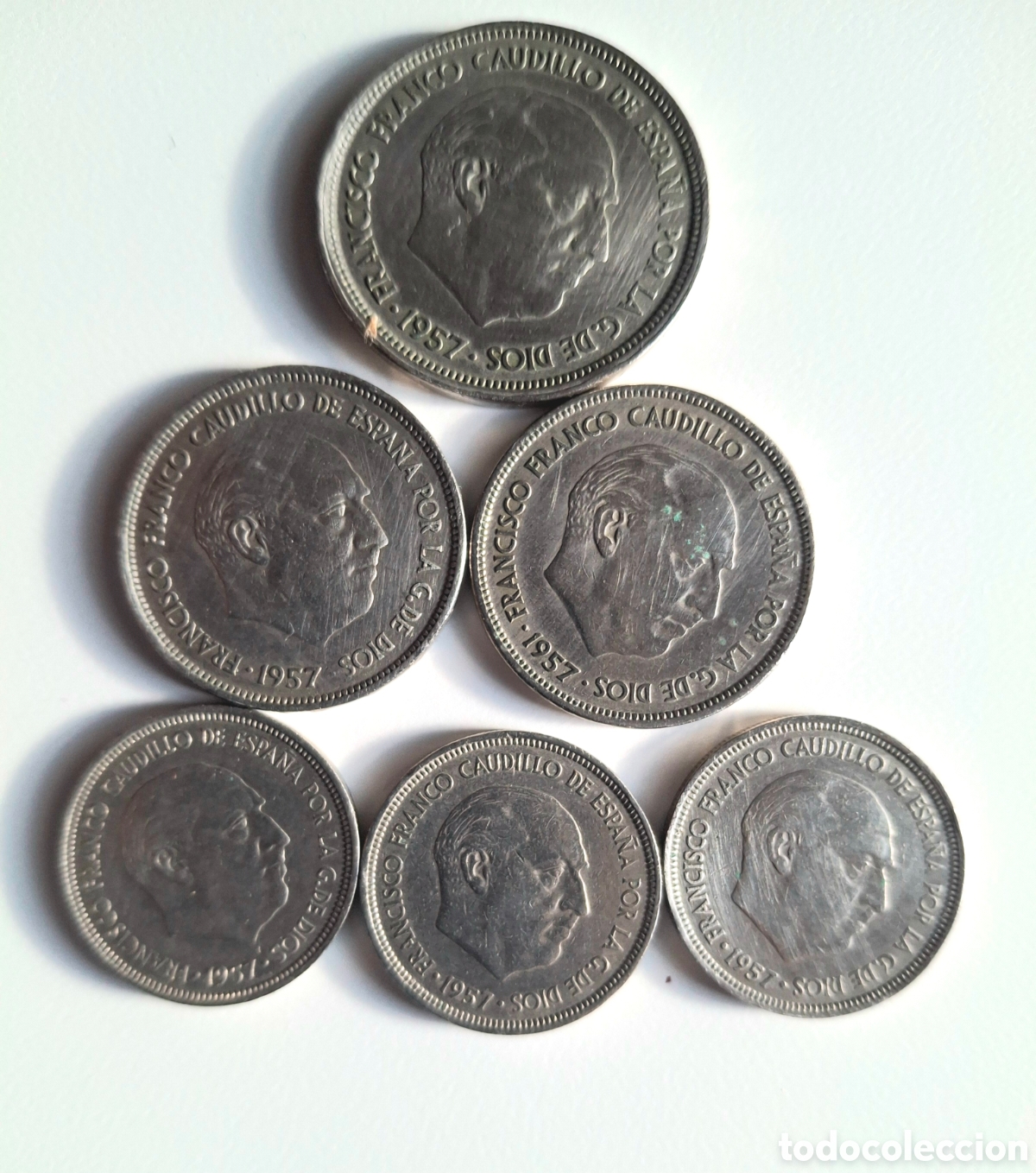 Monedas Franco: 6 monedas en pesetas, 1957 - Foto 2