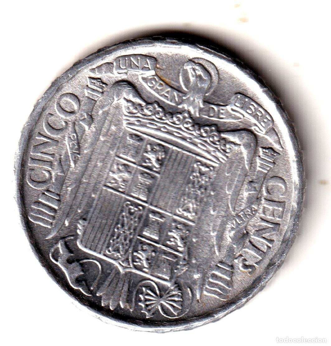 Monedas Franco: ESPA&Ntilde;A 5 Centimos 1945 S/C - Foto 2