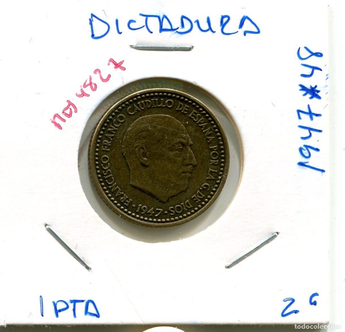 Monedas Franco: UNA PESETA DICTADURA A&Ntilde;O 1947 *48 ( MES4827 )