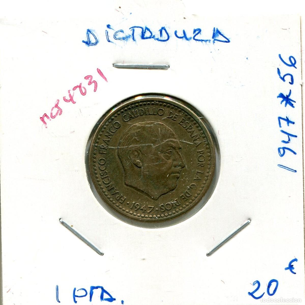 Monedas Franco: UNA PESETA DICTADURA A&Ntilde;O 1947 *56 ( MES4831 )