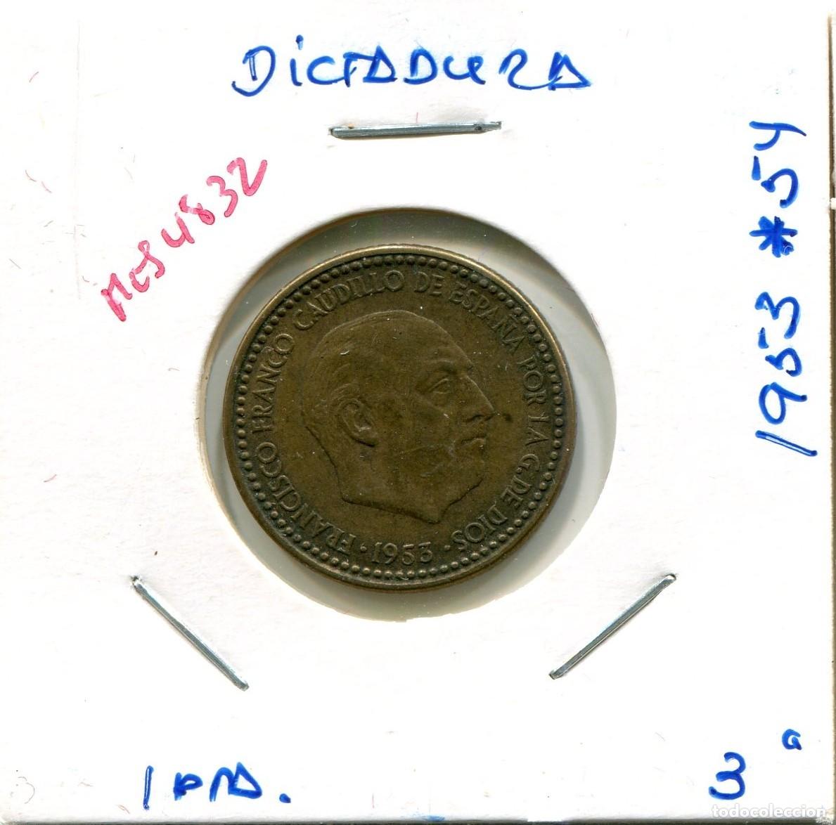 Monedas Franco: UNA PESETA DICTADURA A&Ntilde;O 1953 *54 ( MES4832 )