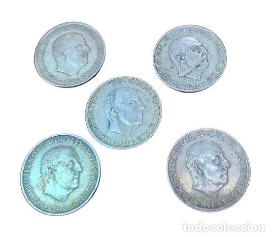 Monedas Franco: LOTE 5 MONEDAS 100 PESETAS 1966. PLATA