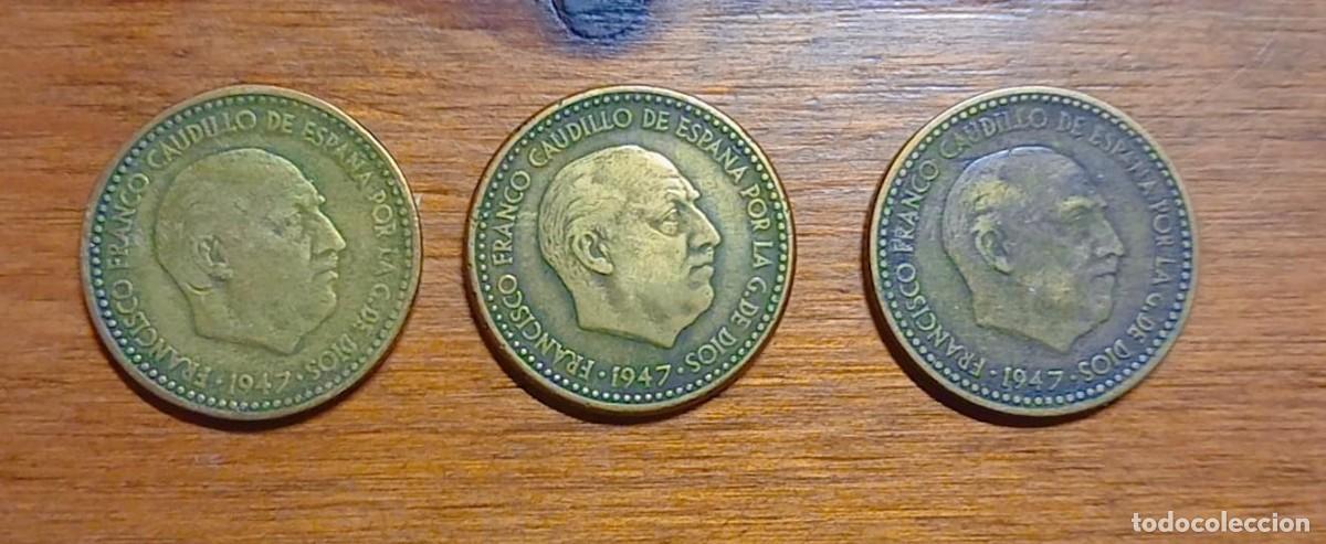 Monedas Franco: 3 MONEDAS de 1 PESETA 1947 - 48, 51, 53, FRANCO