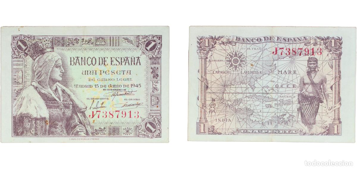 Monedas Franco: Spain Nationalist Government 1945 1 Peseta Paper (134048000) VF P 128a