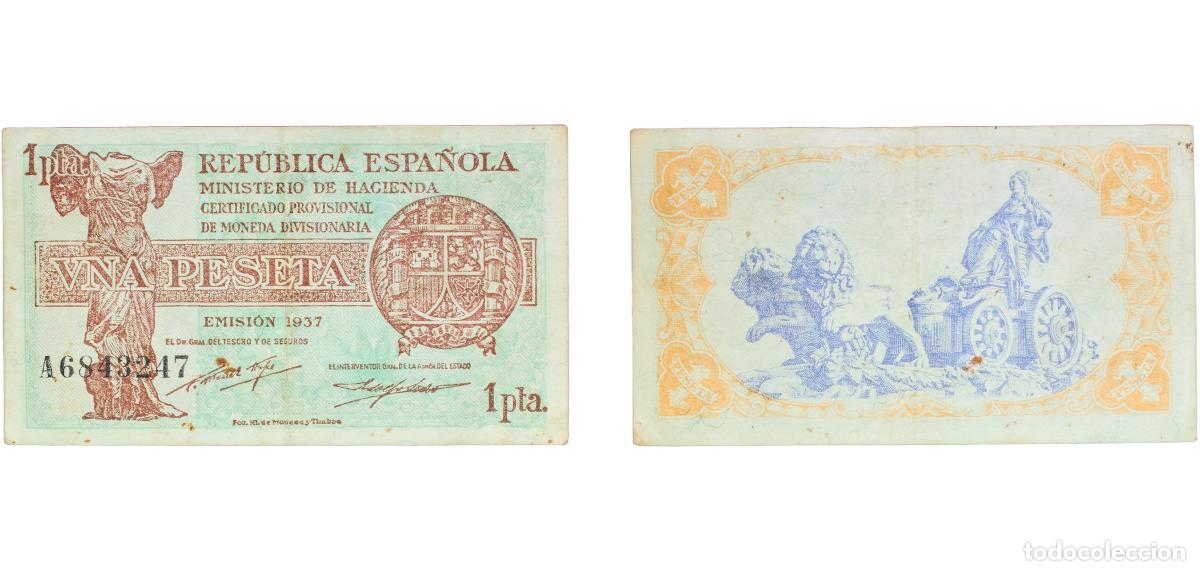 Monedas Franco: Spain Second Republic 1937 1 Peseta Paper (30000000) VF P 94a