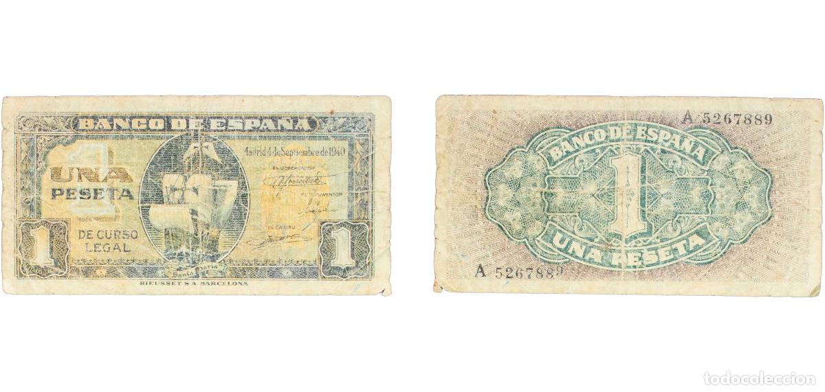 Monedas Franco: Spain Nationalist Government 1940 1 Peseta (Bank of Spain) Paper (95000000) F P 122a