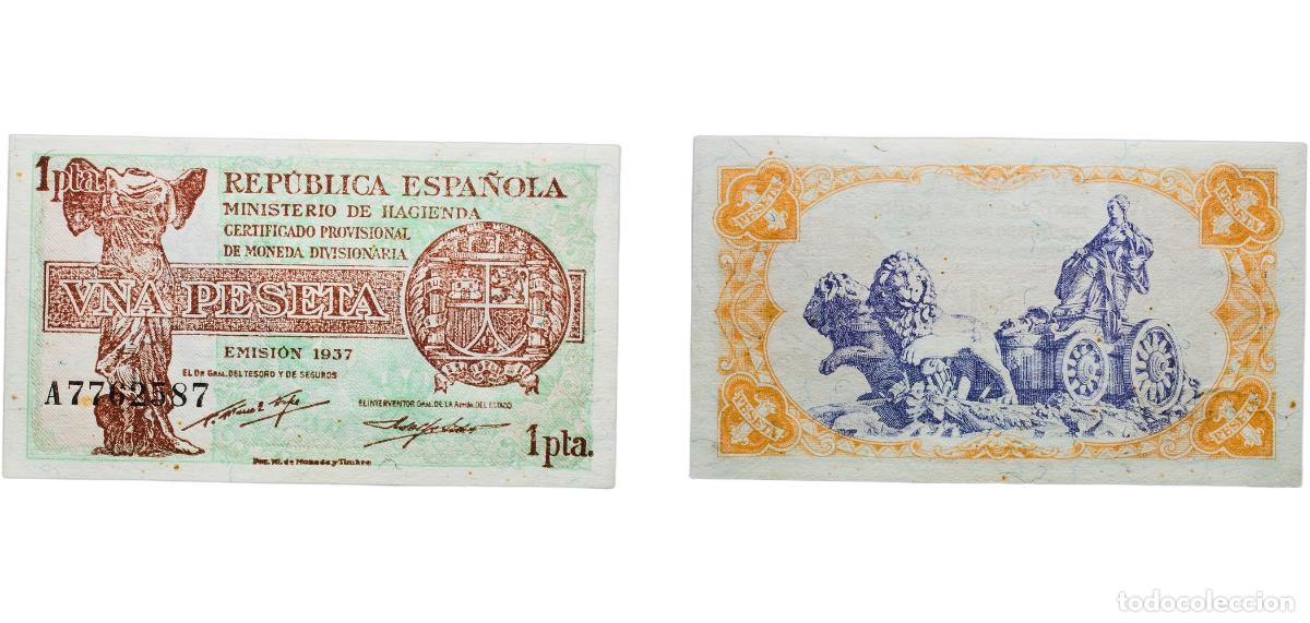 Monedas Franco: Spain Second Republic 1937 1 Peseta Paper (30000000) AU P 94a