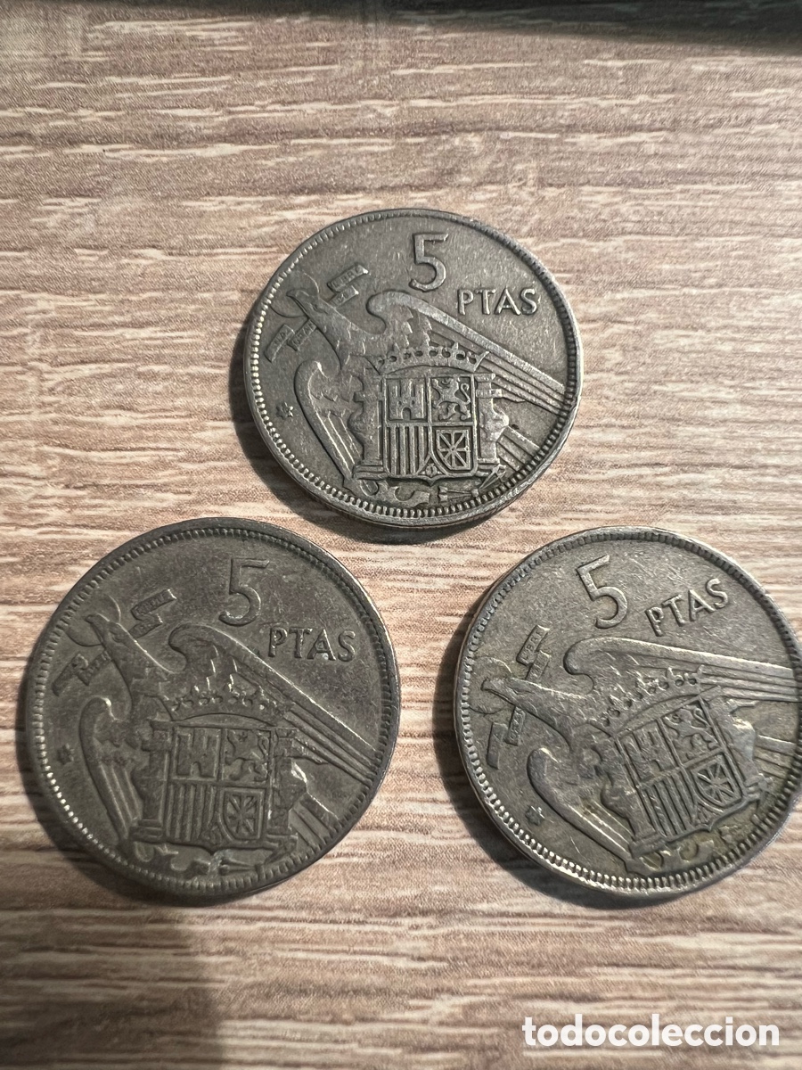 Monedas Franco: Lote de 3 monedas de 5 pesetas de 1957 59*