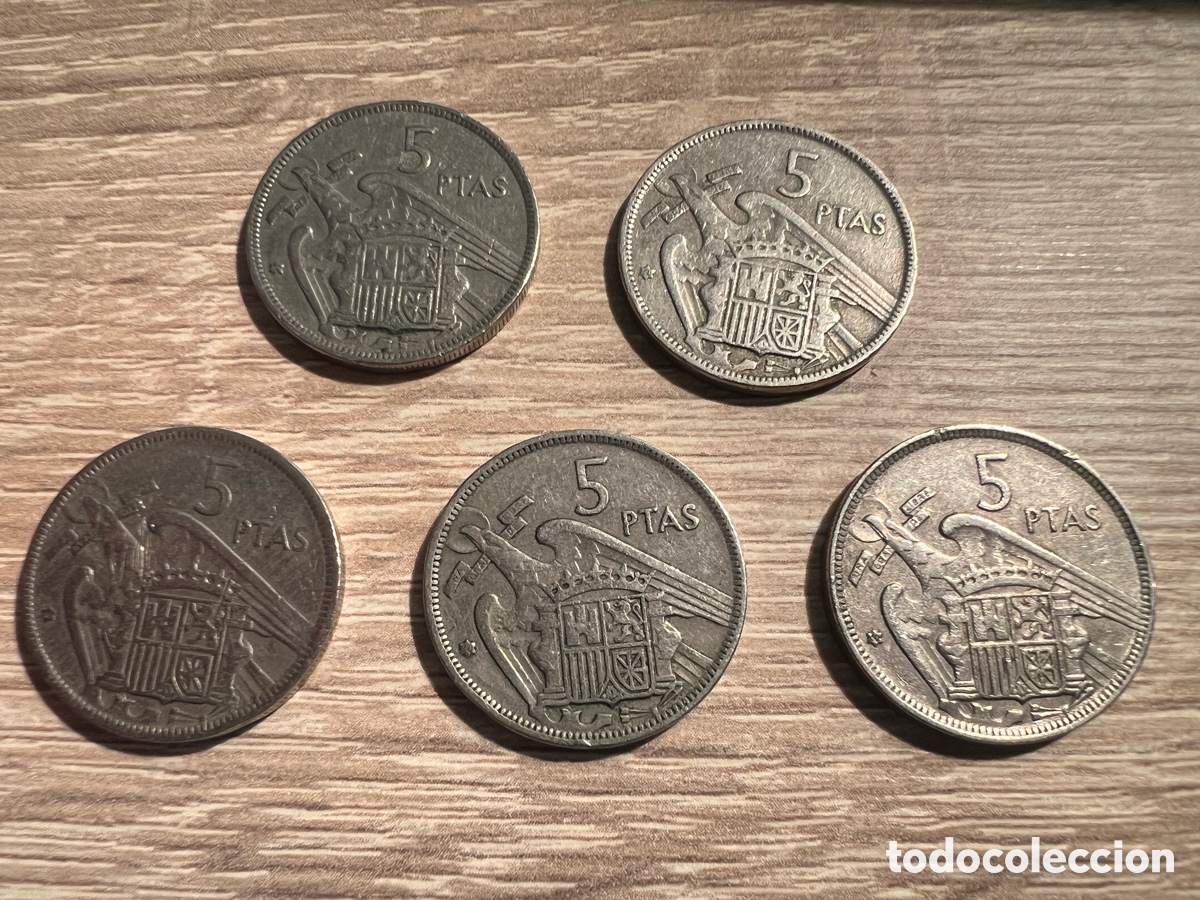 Monedas Franco: Lote de 5 monedas de 5 pesetas de 1957 60*