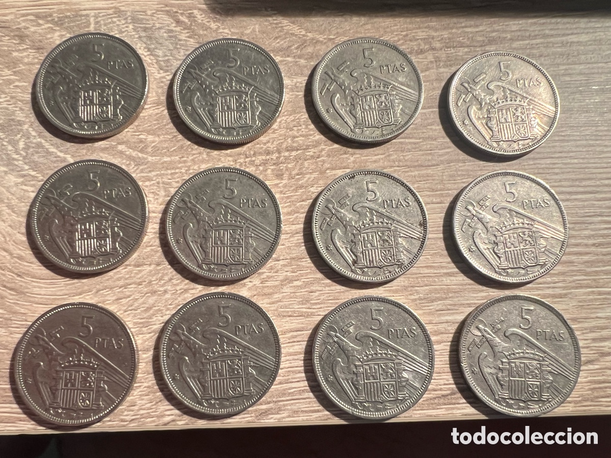 Monedas Franco: Lote de 12 monedas de 5 pesetas de 1957 75*