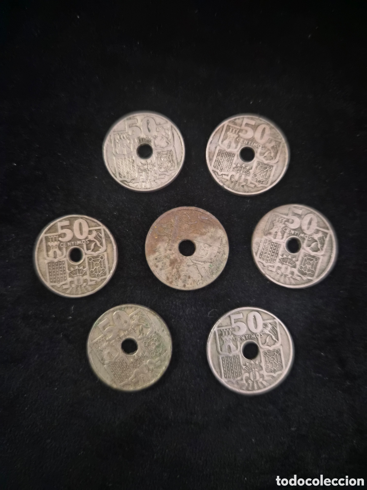 Monedas Franco: Lote 7 monedas de 50 c&eacute;ntimos Espa&ntilde;a 1949