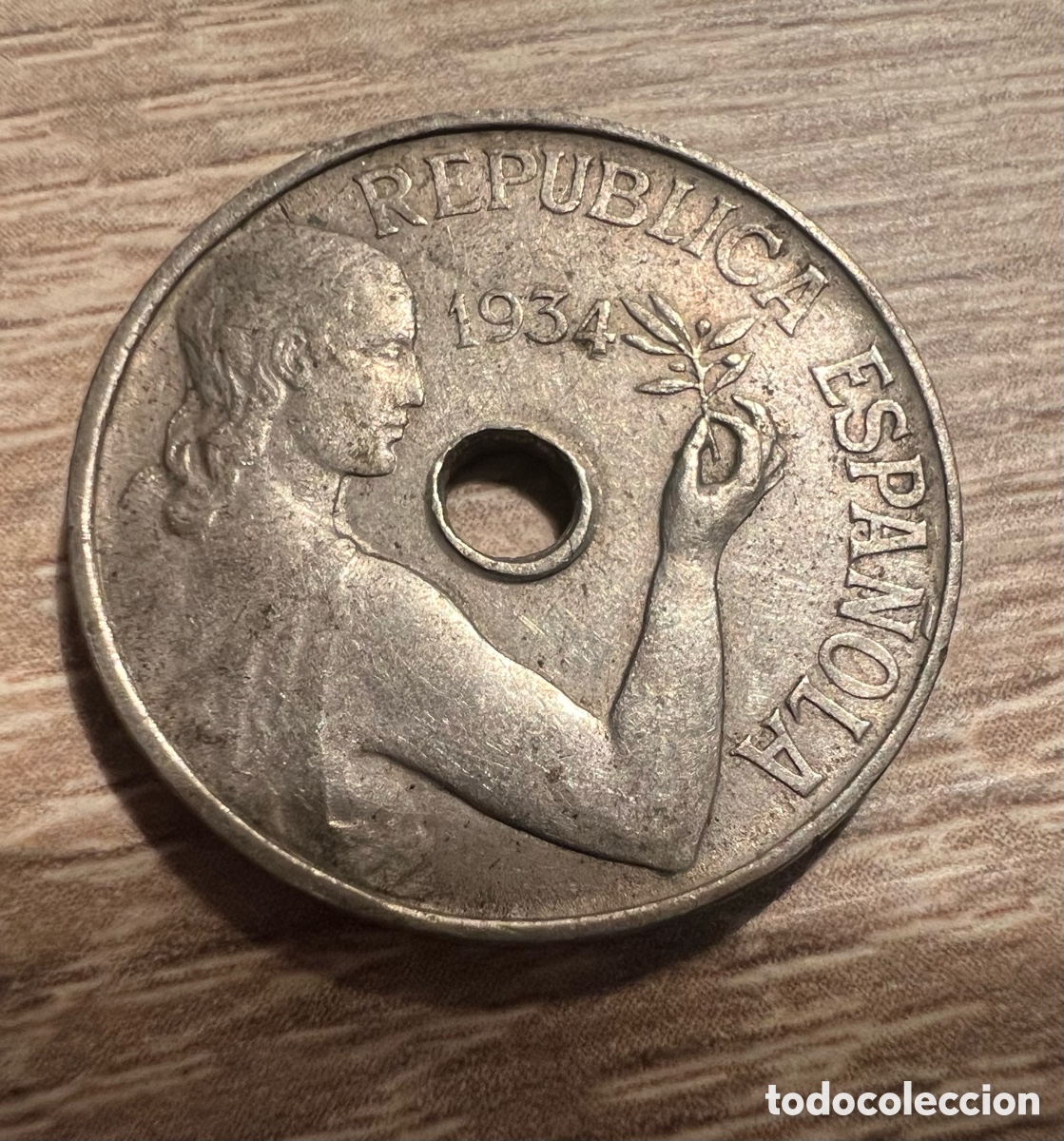 Monedas Franco: Lote de 8 monedas de 25 c&eacute;ntimos de 1934 MBC - Foto 2