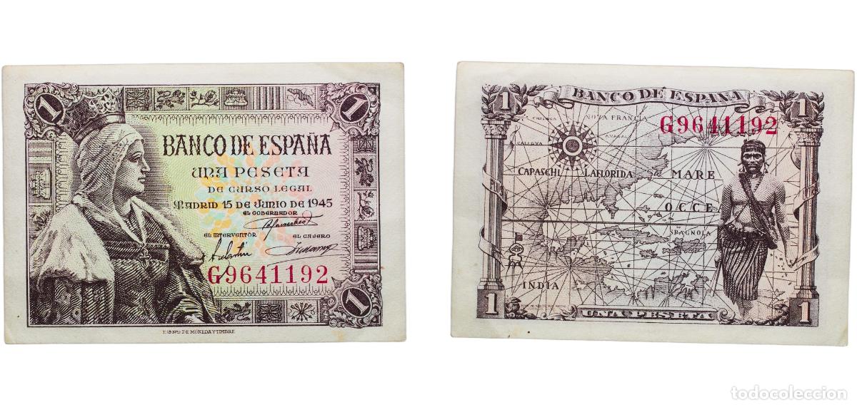 Monedas Franco: Spain Kingdom 1945 1 Peseta Paper (134048000) XF P 128a