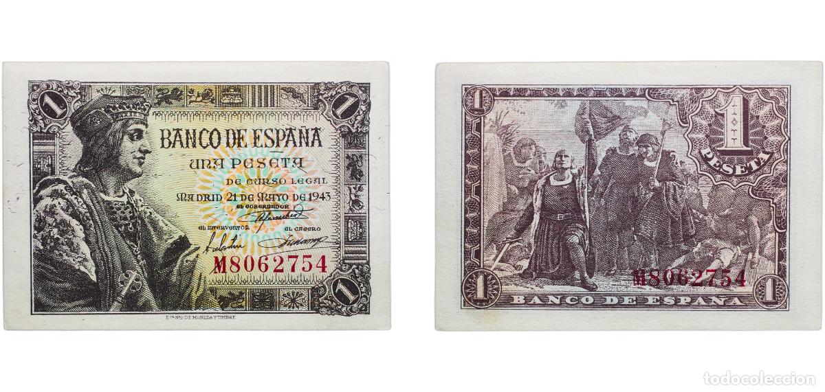 Monedas Franco: Spain Kingdom 1943 1 Peseta Paper (147836000) AU P 126a