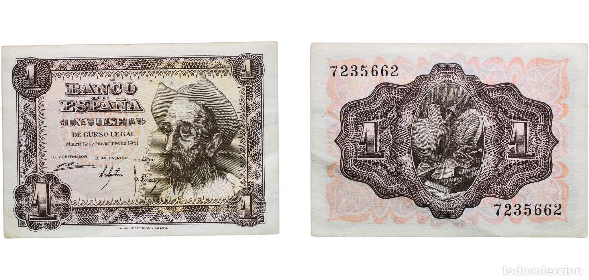 Monedas Franco: Spain Nationalist Government 1951 1 Peseta Paper (191436000) XF P 139a.1