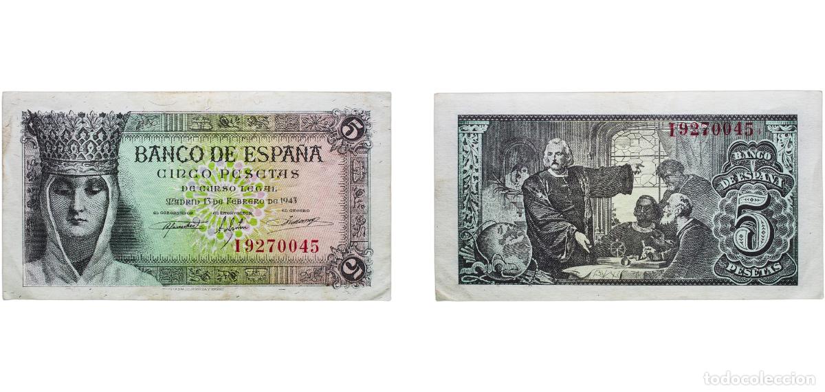 Monedas Franco: Spain Kingdom 1943 5 Pesetas Paper (107690000) XF P 127a