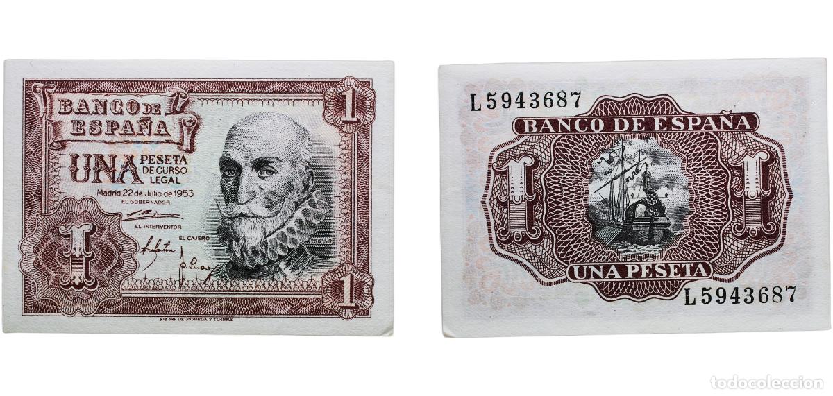 Monedas Franco: Spain Nationalist Government 1953 1 Peseta Paper UNC P 144a