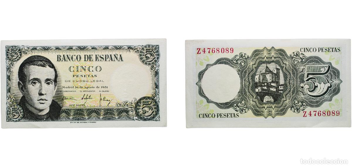 Monedas Franco: Spain Nationalist Government 1951 5 Pesetas Paper UNC P 140a.1