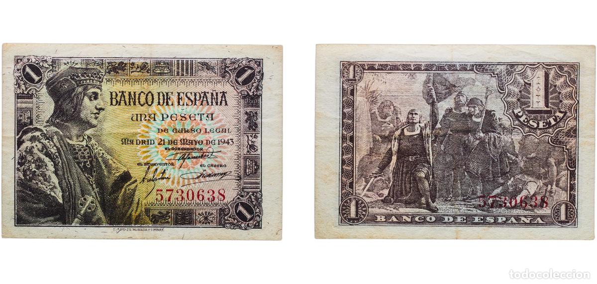 Monedas Franco: Spain Kingdom 1943 1 Peseta Paper (147836000) VF P 126a