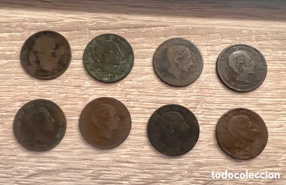 Monedas Franco: Lote de 8 MONEDAS DE 10 CENTIMOS. ESPA&Ntilde;A 1877, 1878 y 1879. ALFONSO XII.