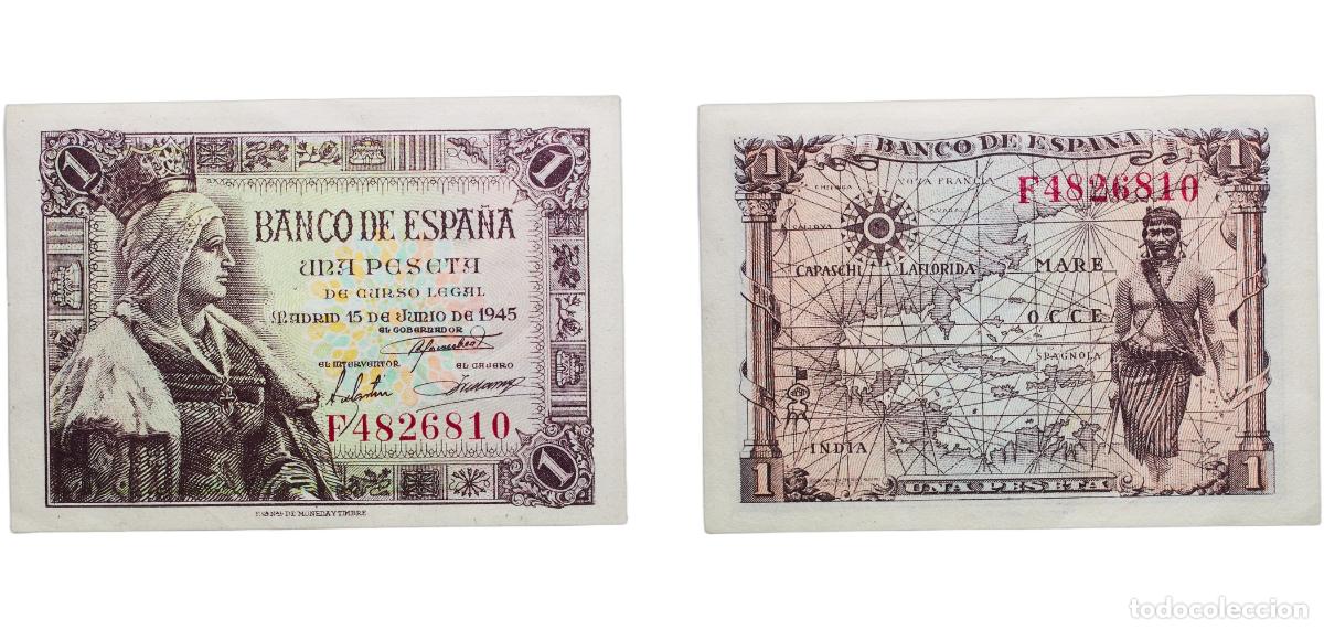 Monedas Franco: Spain Kingdom 1945 1 Peseta Paper (134048000) XF P 128a