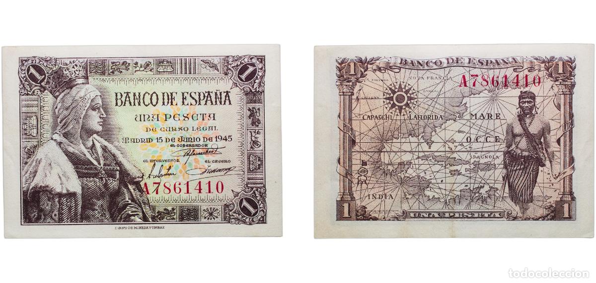 Monedas Franco: Spain Kingdom 1945 1 Peseta Paper (134048000) XF P 128a