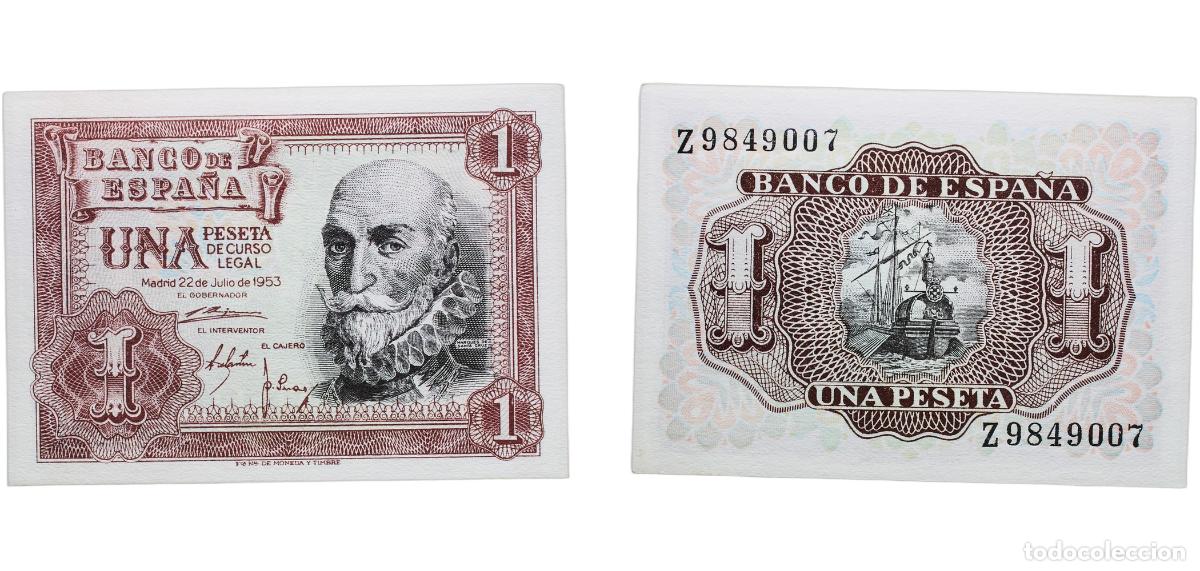 Monedas Franco: Spain Nationalist Government 1953 1 Peseta Paper UNC P 144a