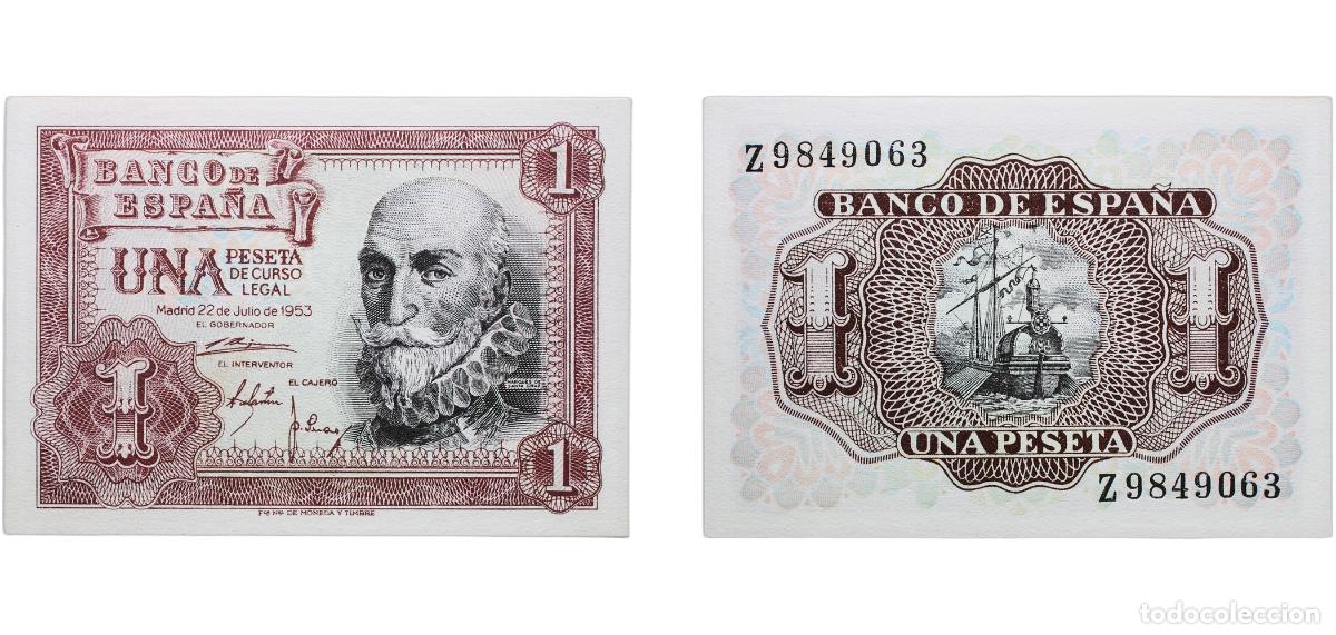 Monedas Franco: Spain Nationalist Government 1953 1 Peseta Paper UNC P 144a