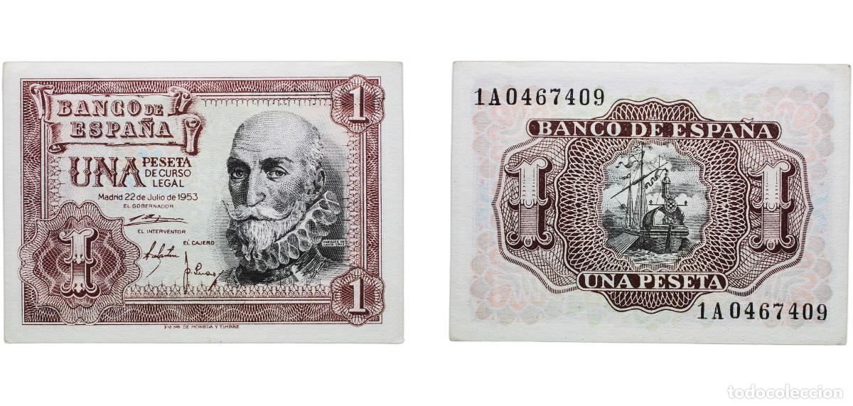Monedas Franco: Spain Nationalist Government 1953 1 Peseta Paper UNC P 144a