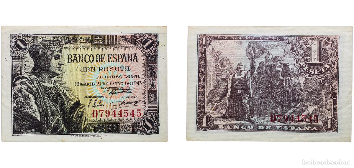 Monedas Franco: Spain Kingdom 1943 1 Peseta Paper (147836000) XF P 126a