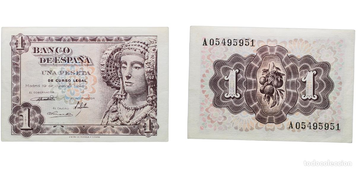 Monedas Franco: Spain Kingdom 1948 1 Peseta Paper (161952000) AU P 135a