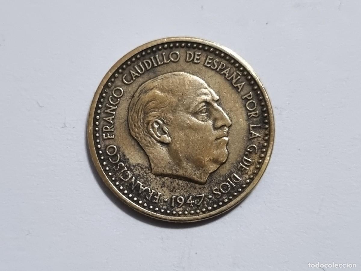 Monedas Franco: Moneda Franco 1 Peseta A&ntilde;o 1947 *48 Estrella 19-48 Espa&ntilde;a Estado Espa&ntilde;ol Escasa