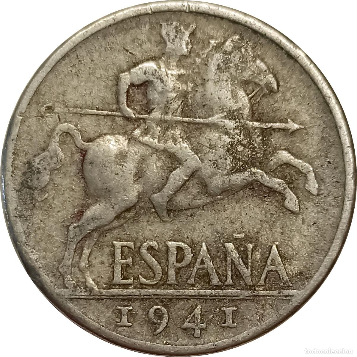 Monedas Franco: &Omega; Espa&ntilde;a. 10 c&eacute;ntimos de 1941 (Dictadura de Franco). KM# 766. (538).