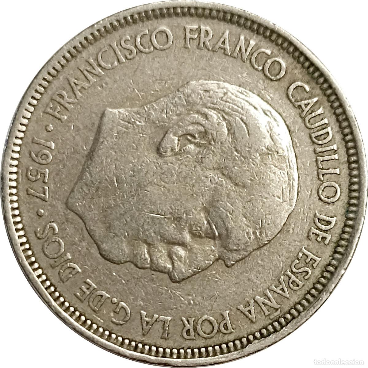 Monedas Franco: &Omega; Espa&ntilde;a. 5 pesetas de 1957 *62 (Dictadura de Franco). KM# 786. (584).