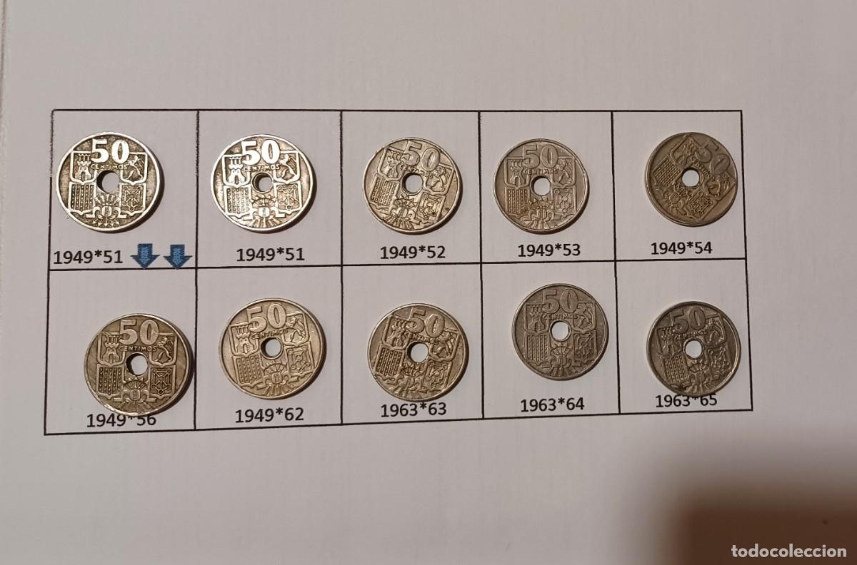 Monedas Franco: serie completa 50 centimos Espa&ntilde;a del agujero