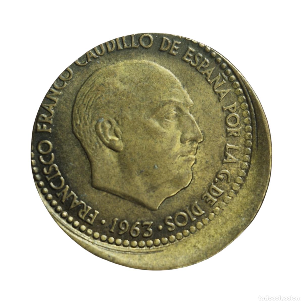 Monedas Franco: NT/ ESTADO ESPA&Ntilde;OL ERROR DE ACU&Ntilde;ACION 1 PESETA 1963 MUY DESPLAZADA (E1446)