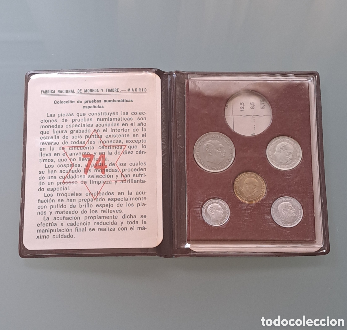 Monedas Franco: Cartera incompleta Fnmt 1974