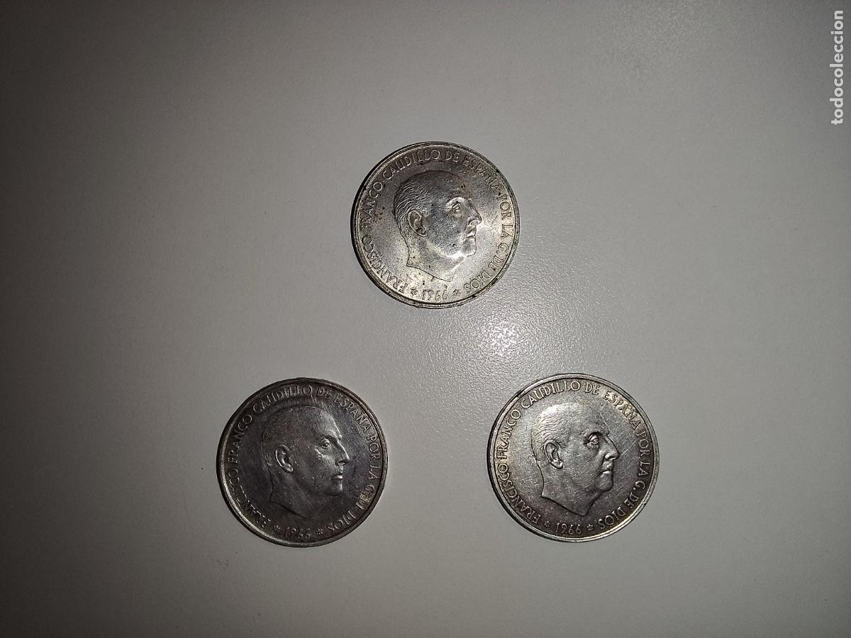 Monedas Franco: 3 Monedas PLATA 100 ptas 1966 Espa&ntilde;a *66* *67* *68*