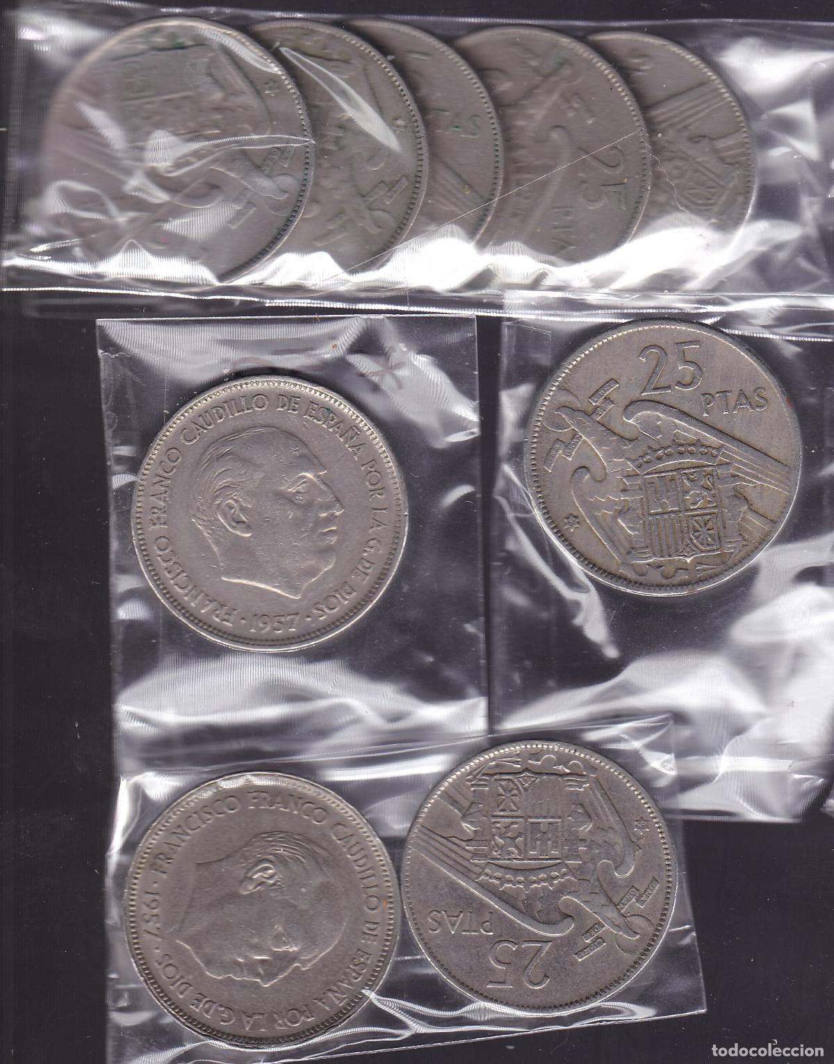 Monedas Franco: FC8-74- FRANCO x 9 Monedas 25 Ptas BC Varios A&Ntilde;OS