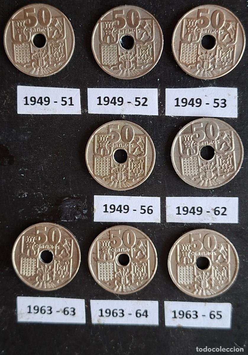 Monedas Franco: Lote de 8 monedas de 50 cts. de 1949 y 1963