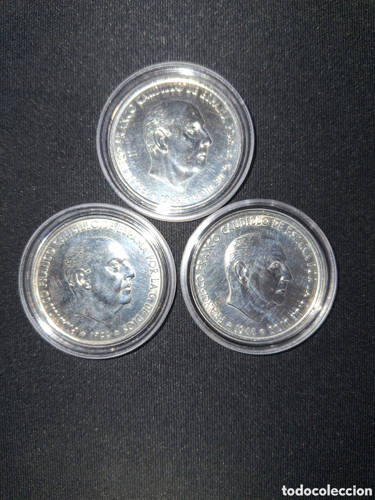 Monedas Franco: Tres monedas de PLATA de 100 pesetas