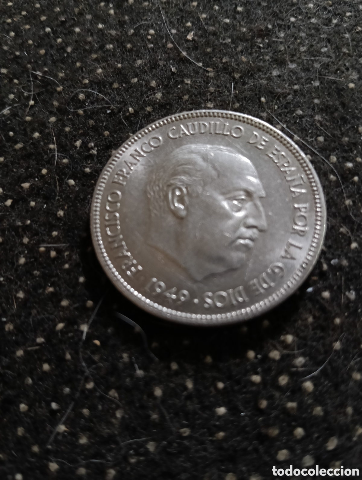 Monedas Franco: Cinco pesetas Franco de 1949 *50 circulada