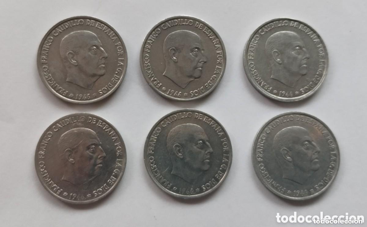 Monnaies Franco: LOTE DE SEIS MONEDAS DE FRANCO 50 C&Eacute;NTIMOS 1966 ESTRELLAS 67-68-69-71-72-73