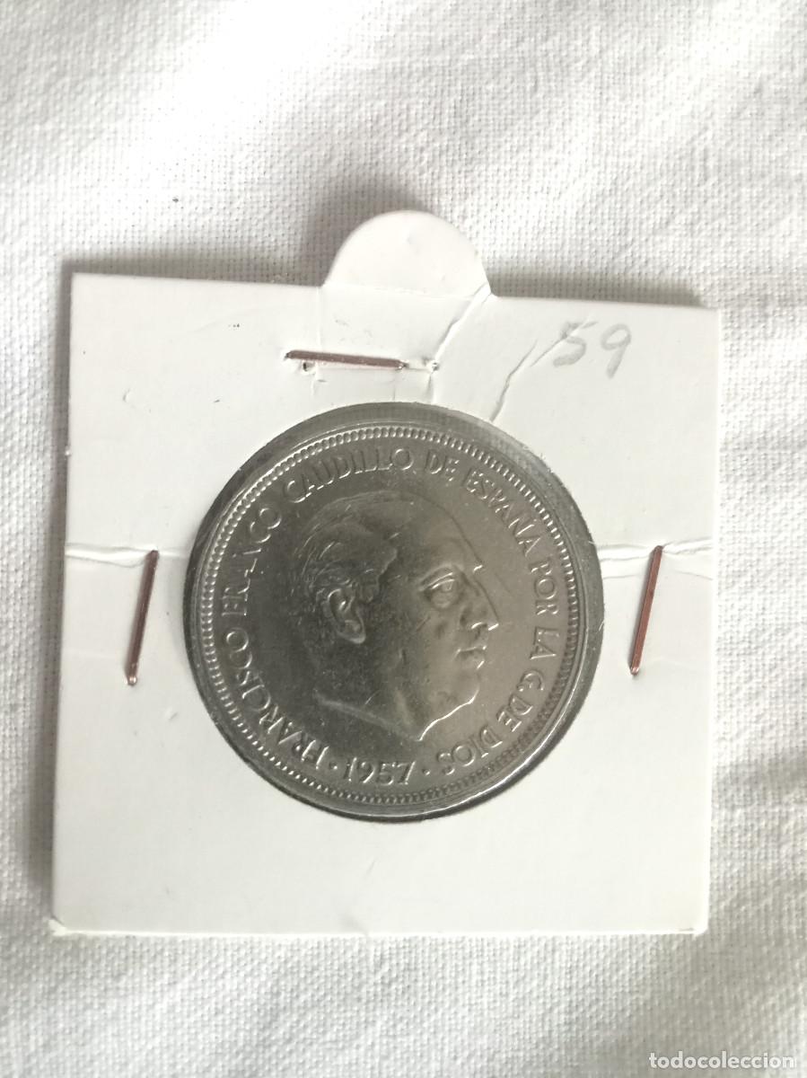Monedas Franco: Moneda 50 Pesetas 1957 Estrella *59 - Francisco Franco - Cart&oacute;n Protector