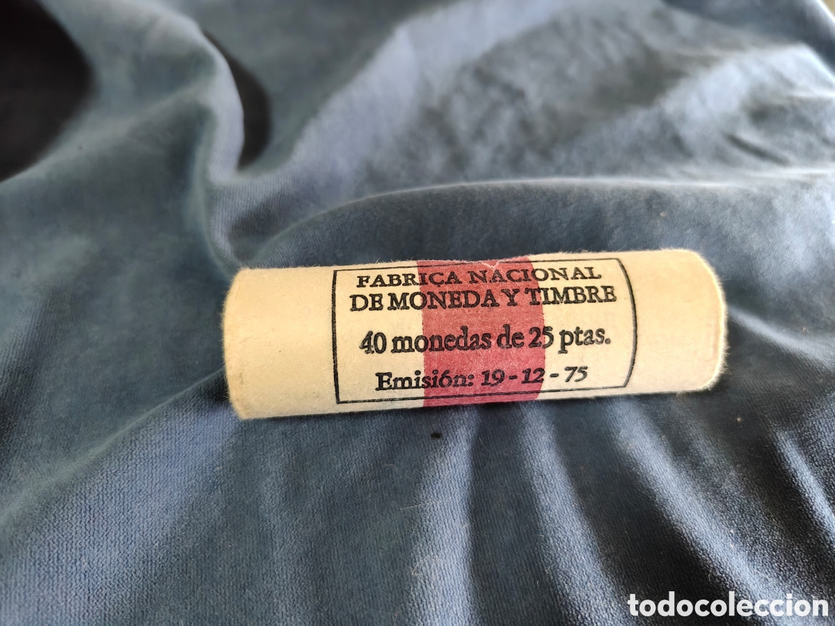Monete Franco: Espa&ntilde;a 40 monedas Cartucho 25 ptas a&ntilde;o 1975 FNMT original
