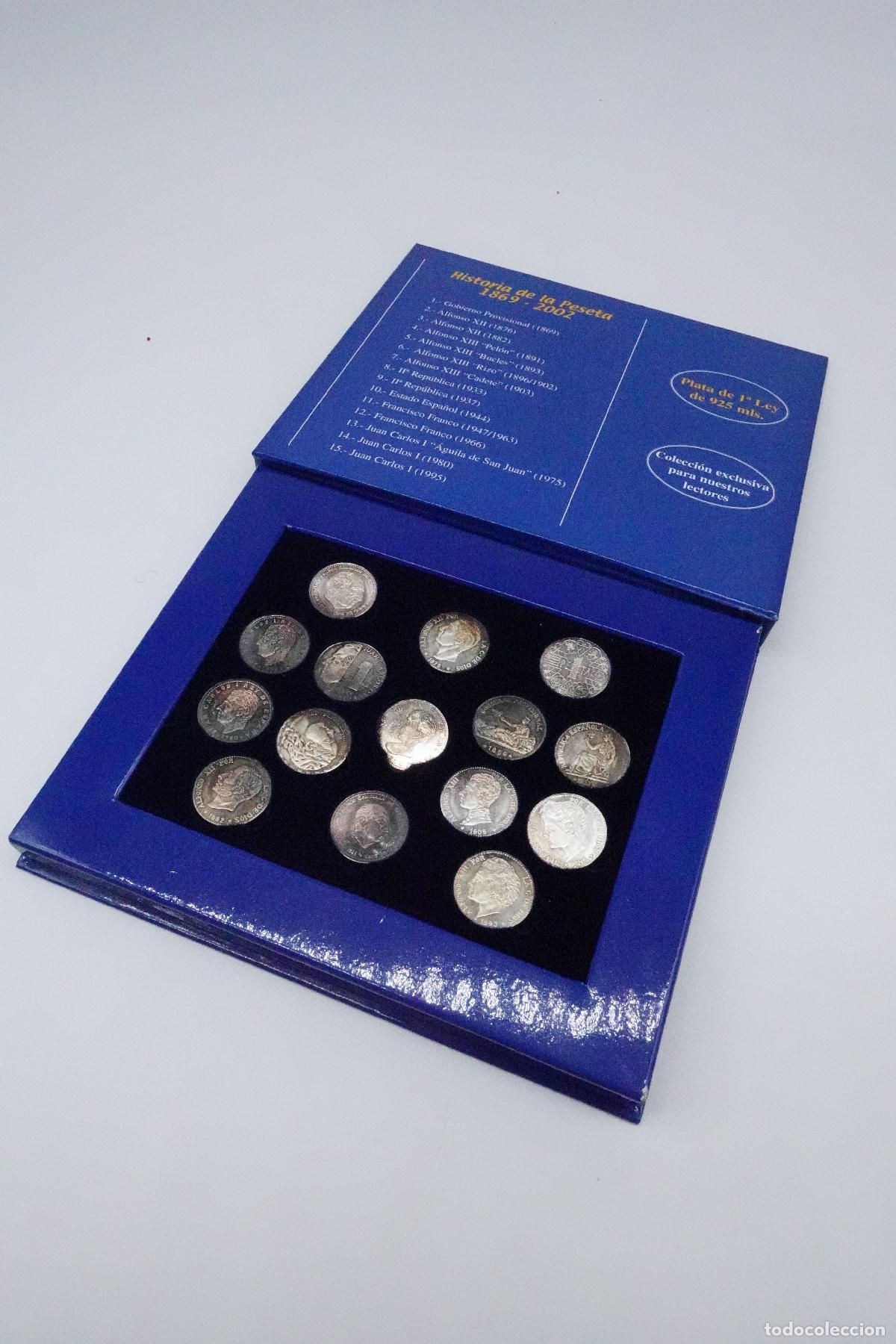 Franco Coins: COLECCI&Oacute;N HISTORIA DE LA PESETA 15 MONEDAS DE PLATA DE 1&ordf; LEY EN ESTUCHE